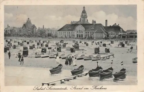 Seebad Swinemünde, Strand am Kurhaus Postkarte 1925