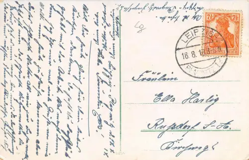 Leipzig Augustusplatz mit Mendebrunnen AK 1918