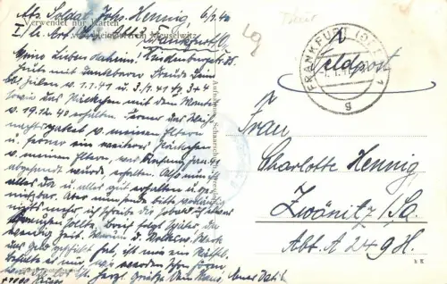 Meuselwitz Blick nach dem "Phönix" am Abend Feldpost AK 1941