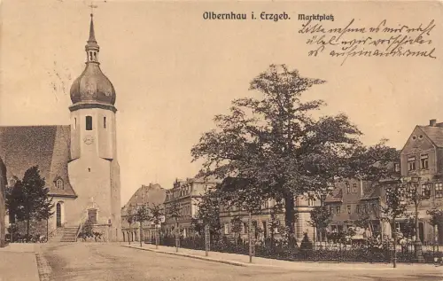 Olbernhau i. Erzgeb. Marktplatz Postkarte AK 1929