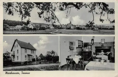 Merzhausen, Taunus Gaststätte Schöne Aussicht Baden-Württemberg Postkarte 1940