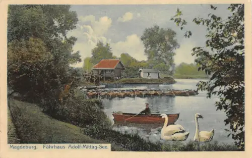 Magdeburg Fährhaus Adolf-Mittag-See Postkarte