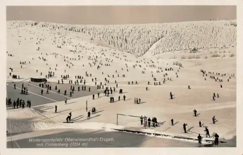 Wintersportplatz am Fichtelberg Oberwiesenthal Erzgebirge Sachsen AK 1937