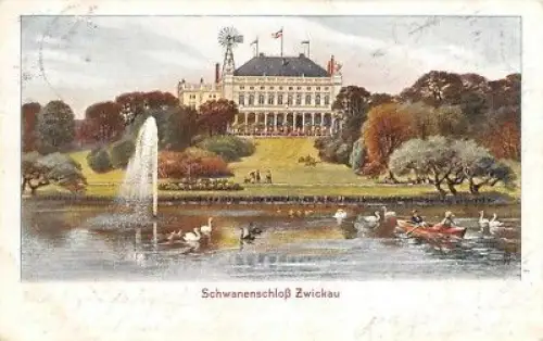 Schwanenschloß Zwickau Postkarte AK 1910