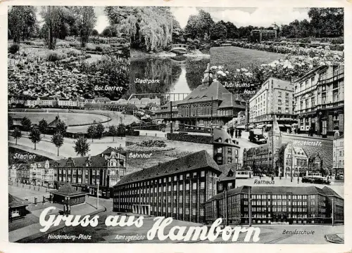 Gruss aus Hamborn Hindenburg-Platz Stadion Bot. Garten AK