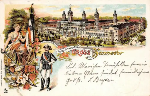 Gruss aus Hannover Techn. Hochschule Niedersachsen Litho AK 1902