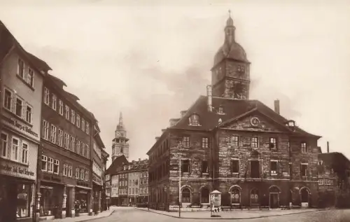 Neumarkt mit Rathaus in Langensalza Thüringen Postkarte AK