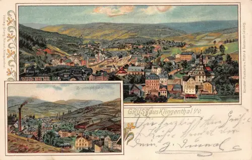 Gruss aus Klingenthal mit Stadtansicht Vogtland Sachsen Postkarte AK