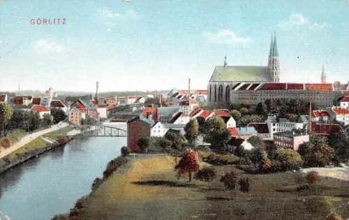 Görlitz Ansicht Kirche 1. Schlesier Tag Zwickau 1911 Postkarte AK