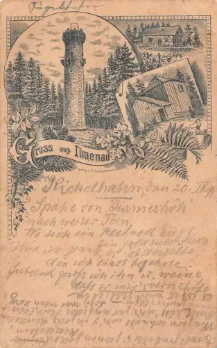 Vorläufer Karte Gruss aus Ilmenau Postkarte 1891