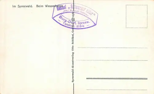 Im Spreewald Beim Wasserholen Gasthof "Schwarzer Adler" Burg-Dorf AK