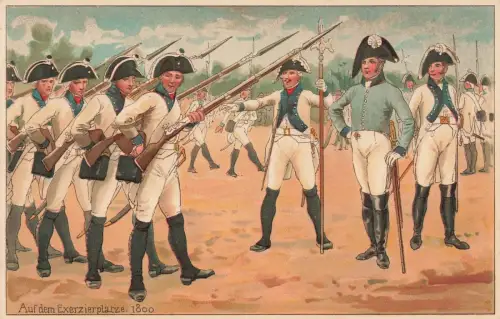 Auf dem Exerzierplatz 1800 4. Infanterie-Regiment No 103 Patriotika Postkarte AK
