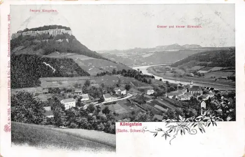 Königstein (Sächs. Schweiz) Festung Grosser Kleiner Bärenstein Postkarte AK 1912