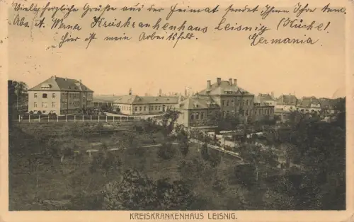Kreiskrankenhaus in Leisnig Sachsen Postkarte AK 1925