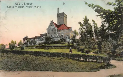 König Friedrich August Warte Aue Erzgebirge Sachsen Postkarte