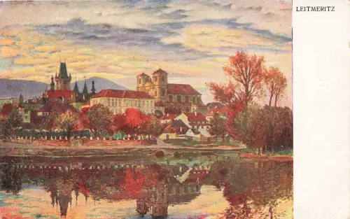 Blick auf Leitmeritz Litoměřice Böhmen Postkarte AK 1932