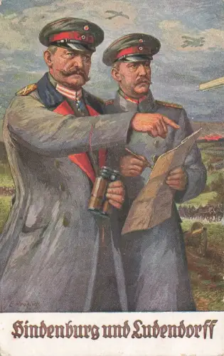 Portrait Hindenburg und Ludendorff im Felde Patriotika Postkarte AK