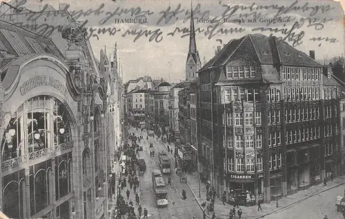 Hamburg Grosser Burstah mit Gertighaus Postkarte AK 1908