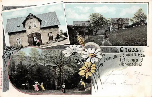 GRUSS aus OEHMICHENS SOMMERFRISCHE HÜTTENGRUND b.Hohenstein-Ernstthal 1911