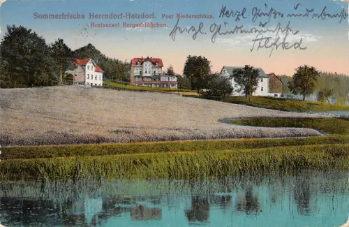 AK Herrndorf - Hetzdorf , Post Nirderschöna Restaurant Bergschlößchen 1922
