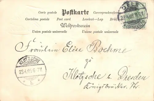 Kücken mit Baby - Ente Ostern Postkarte 1905