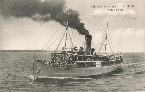 Salonschnelldampfer Hertha in voller Fahrt Postkarte AK 1920
