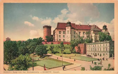 Burg von der Südwestseite in Krakau Polen Postkarte AK 1940