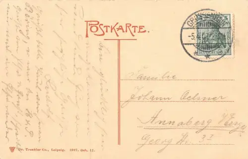 Poststrasse mit Klosterruine in Grossenhain Sachsen Postkarte AK 1907