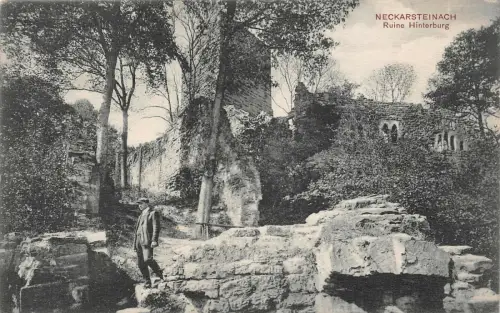 Neckarsteinach Ruine Hinterburg Postkarte AK 1911