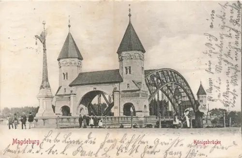 Königsbrücke in Magdeburg Sachsen-Anhalt Postkarte AK 1905