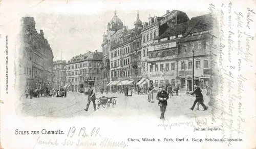 Gruss aus Chemnitz Johannisplatz Postkarte AK 1900