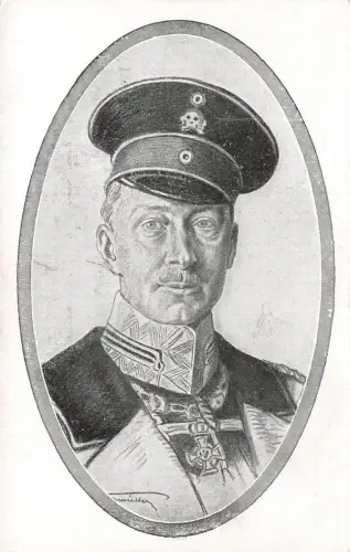 Portrait Kronprinz Wilhelm von Preußen Patriotika Postkarte AK