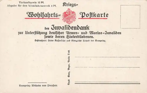 Portrait Kronprinz Wilhelm von Preußen Patriotika Postkarte AK