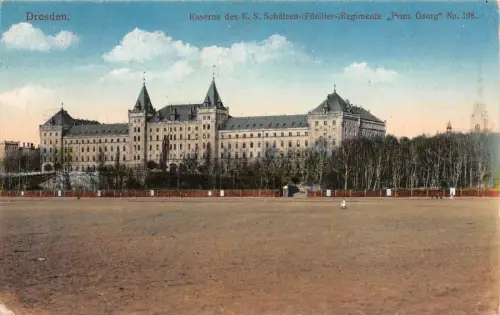 Kaserne des Schützen Regiments Prinz Georg No. 108 in Dresden Sachsen AK 1915