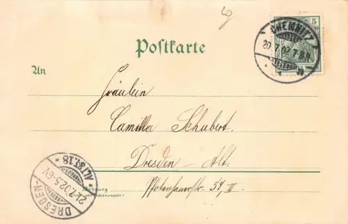 Gruss aus Chemnitz Markus Kirche Neues Rathaus Litho Winter Postkarte AK 1902