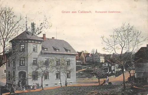 Culitzsch / Wilkau-Haßlau Zwickau Restaurant Gambrinus Postkarte 30.12.1910