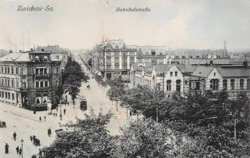 Zwickau Sa. Bahnhofstraße Postkarte AK