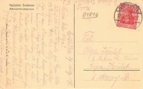 Heilstätte Gottleuba Männerhäusergruppe Postkarte AK 1919