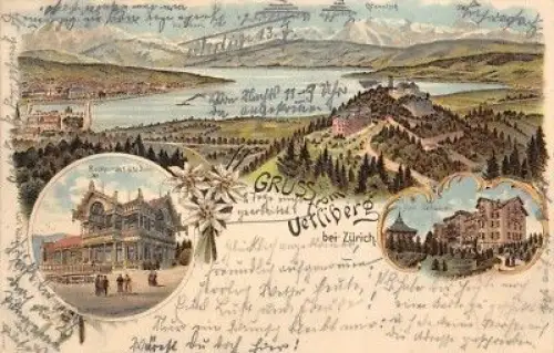 Gruss vom Uetliberg bei Zürich Postkarte AK 1898