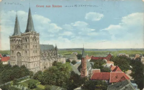 Stadtansicht mit Dom in Xanten Nordrhein-Westfalen Postkarte AK 1912