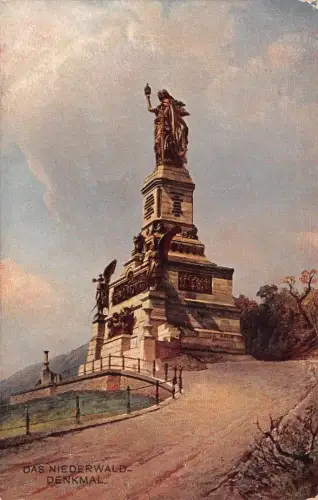 Niederwald Denkmal Rüdesheim am Rhein Hessen Postkarte AK 1910