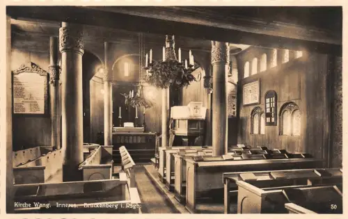 Kirche Wang Inneres Brückenberg i. Rsgb. Postkarte AK