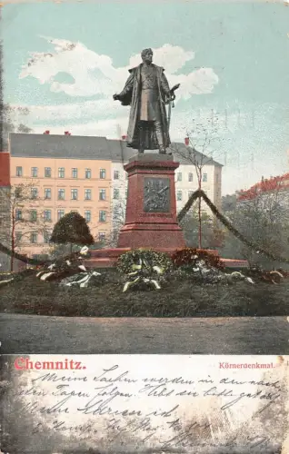 Körnerdenkmal in Chemnitz Sachsen Postkarte AK 1911