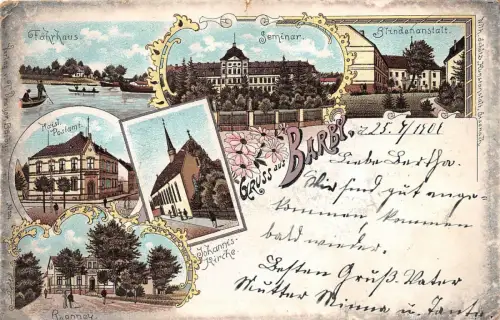 Gruss aus Barby Litho Postkarte 1900