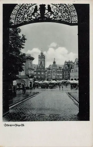 Blick auf den Marktplatz in Darmstadt Hessen Postkarte AK 1941