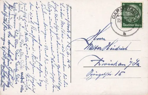 Blick auf den Marktplatz in Darmstadt Hessen Postkarte AK 1941