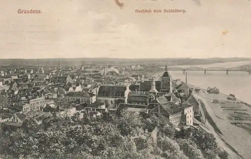 Ausblick vom Schlossberg über Graudenz Westpreussen Postkarte AK 1916