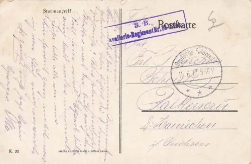 Soldaten im Felde Sturmangriff Patriotika Postkarte AK 1917