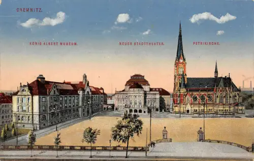 AK Chemnitz Sachsen König-Albert-Museum, Petrikirche 1914