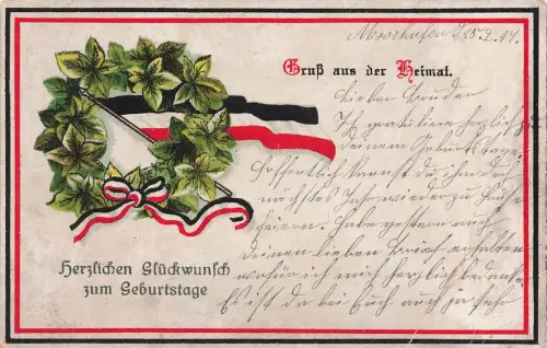 Herzlichen Glückwunsch zum Geburtstage Gruß aus der Heimat Postkarte AK 1917